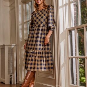 Summersalt Plaid Tiered Midi Dress
